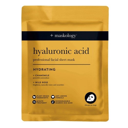 MASKOLOGY HYALURONIC ACID Lakštinė veido kaukė su hialuronu, 22ml