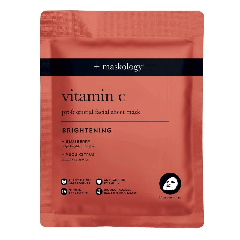 MASKOLOGY VITAMIN-C Lakštinė veido kaukė su vitaminu C, 22ml