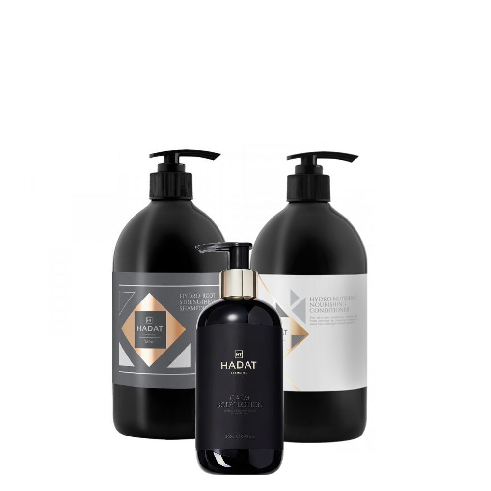 Hadat cosmetics kit – šampūno ir kondicionieriaus rinkinys, DOVANA kūno losjonas